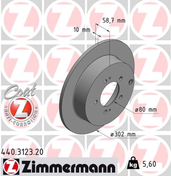 Zimmermann Brake Disc for MITSUBISHI LANCER VIII Sportback (CX_A) rear