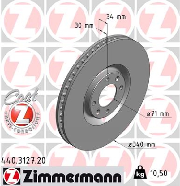 Zimmermann Brake Disc for CITROËN DS5 front