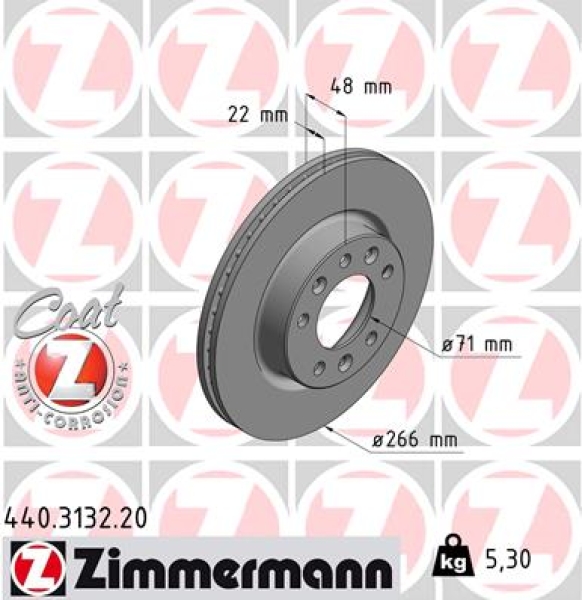 Zimmermann Brake Disc for PEUGEOT 308 II front