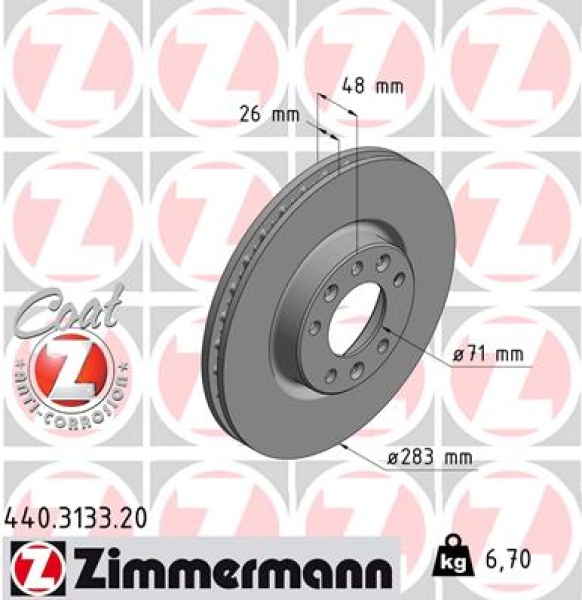 Zimmermann Brake Disc for PEUGEOT 308 II front - Zimmermann Bremsentechnik