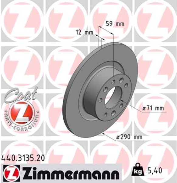 Zimmermann Brake Disc for PEUGEOT 508 I (8D_) rear