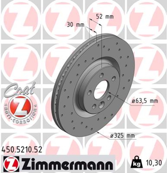 Zimmermann Sport Brake Disc for LAND ROVER DISCOVERY SPORT (L550) front