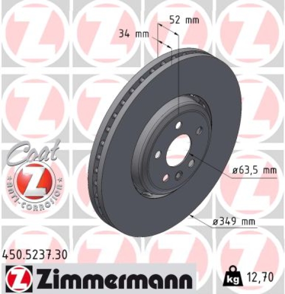 Zimmermann Bremsscheibe Formula S für LAND ROVER RANGE ROVER EVOQUE (L551) vorne