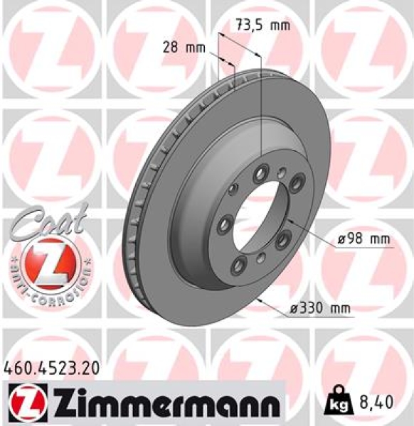 Zimmermann Brake Disc for PORSCHE CAYENNE (9YA) rear