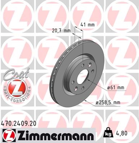 Zimmermann Brake Disc for DACIA LOGAN MCV (KS_) front