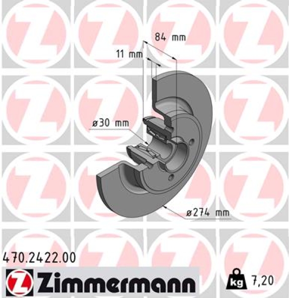 Zimmermann Brake Disc for RENAULT GRAND SCÉNIC II (JM0/1_) rear