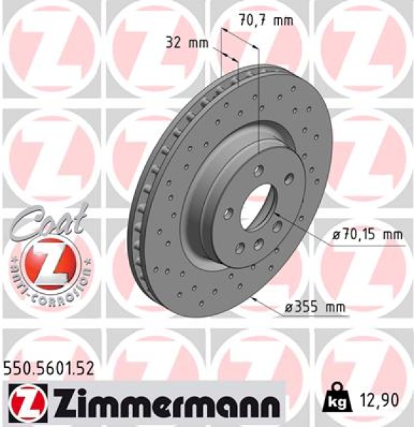 Zimmermann Sport Brake Disc for TESLA MODEL X (5YJX) front