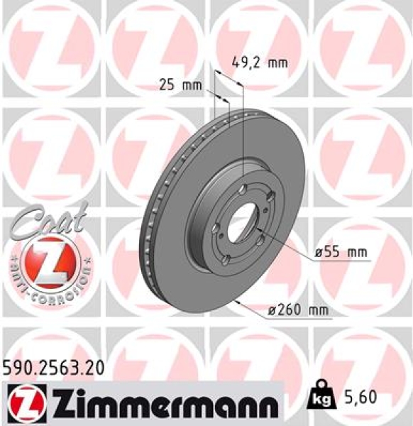 Zimmermann Brake Disc for TOYOTA AVENSIS Kombi (_T22_) front