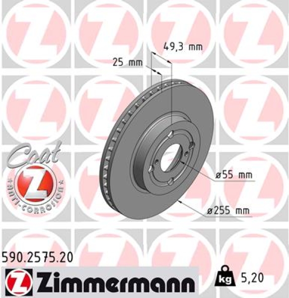 Zimmermann Brake Disc for TOYOTA PRIUS Stufenheck (_W1_) front
