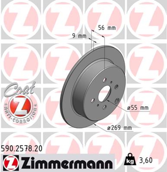 Zimmermann Brake Disc for TOYOTA YARIS VERSO (_P2_) rear