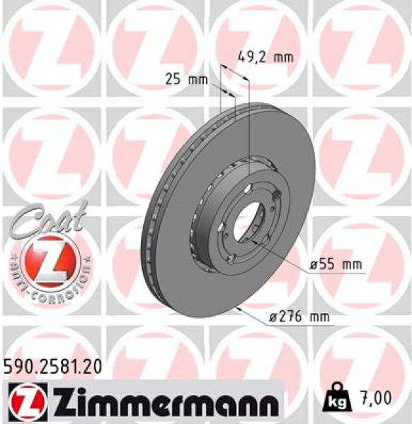Zimmermann Brake Disc for TOYOTA AVENSIS Liftback (_T22_) front