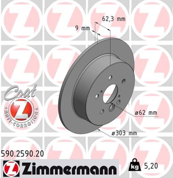 Zimmermann Brake Disc for TOYOTA RAV 4 II (_A2_) rear