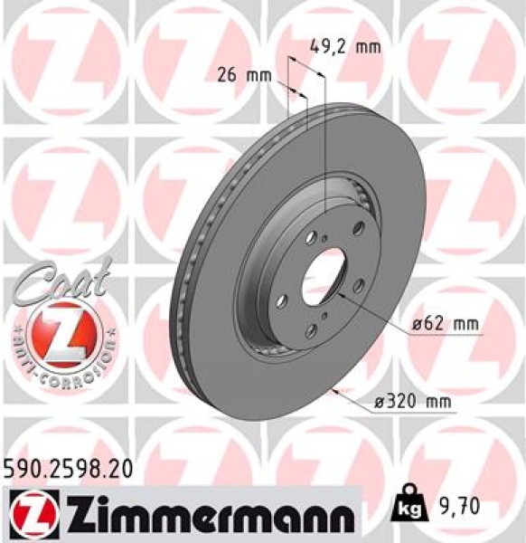 Zimmermann Brake Disc for TOYOTA VERSO (_R2_) front