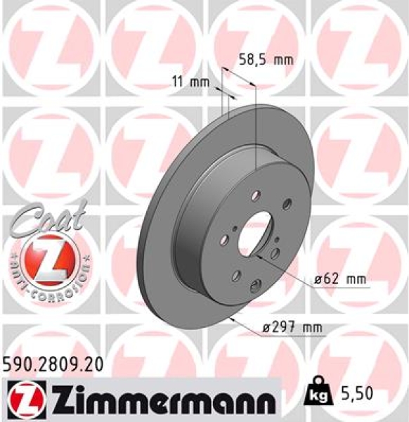 Zimmermann Brake Disc for TOYOTA VERSO (_R2_) rear