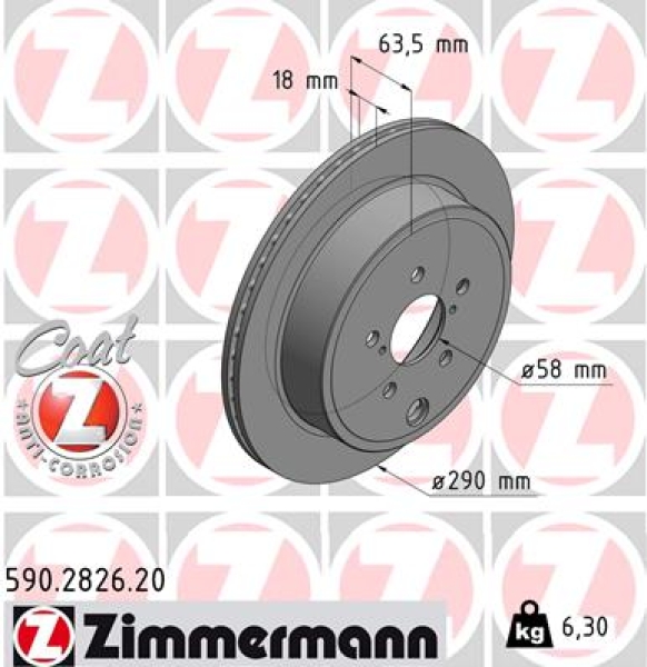 Zimmermann Brake Disc for SUBARU LEGACY V (BM) rear