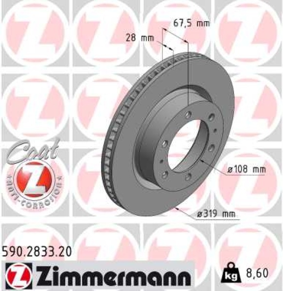 Zimmermann Brake Disc for TOYOTA HILUX VIII Pick-up (_N1_) front