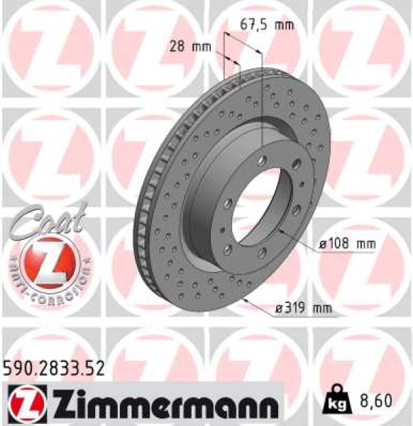 Zimmermann Sport Brake Disc for TOYOTA HILUX VIII Pick-up (_N1_) front
