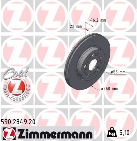 Zimmermann Brake Disc for TOYOTA YARIS (_P21_, _PA1_, _PH1_) front