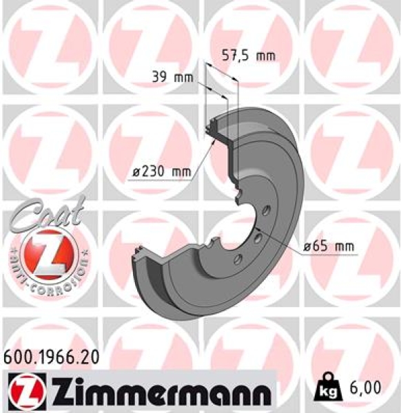 Zimmermann Bremstrommel für SEAT INCA (6K9) hinten