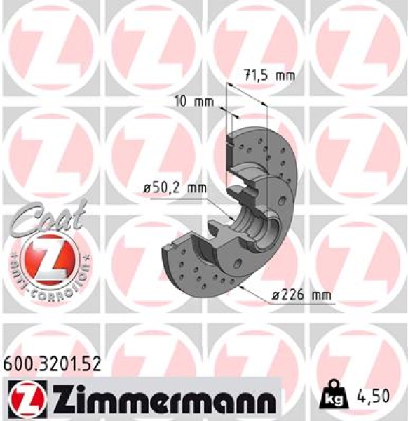 Zimmermann Sportbremsscheibe Sport Z für VW VENTO (1H2) hinten