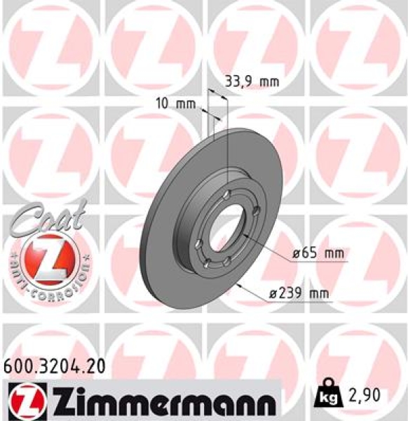 Zimmermann Bremsscheibe für VW POLO Van Kasten/Schrägheck (6N1) vorne