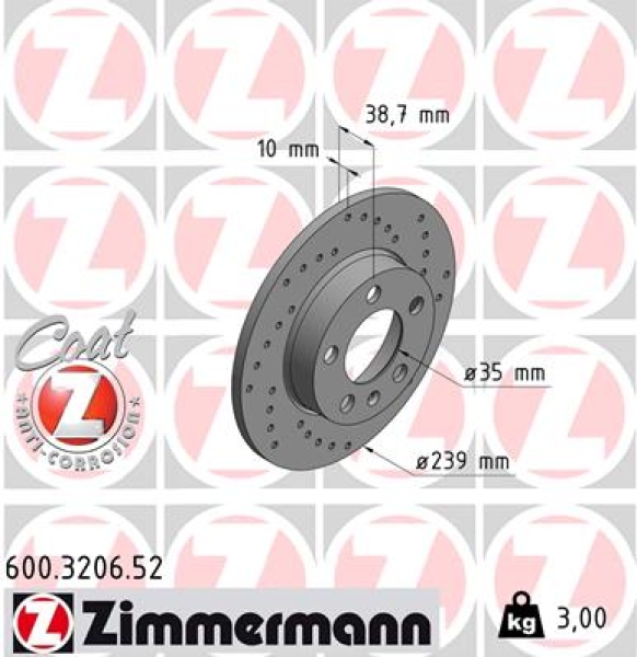 Zimmermann Sport Brake Disc for VW GOLF III Variant (1H5) rear