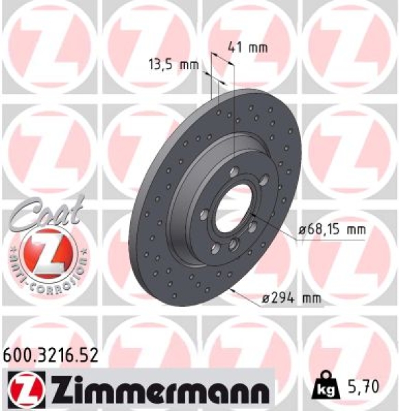 Zimmermann Sport Brake Disc for VW TRANSPORTER T4 Kasten (70A, 70H, 7DA, 7DH) rear