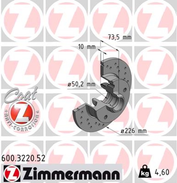 Zimmermann Sportbremsscheibe Sport Z für VW GOLF III (1H1) hinten