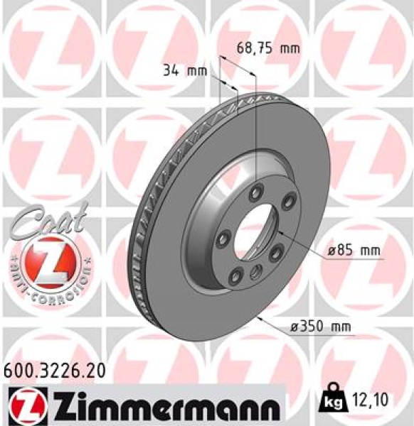 Zimmermann Brake Disc for AUDI Q7 (4LB) front left