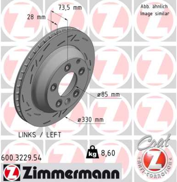 Zimmermann Brake Disc for AUDI Q7 (4LB) rear left