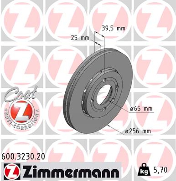 Zimmermann Brake Disc for VW LUPO (6X1, 6E1) front