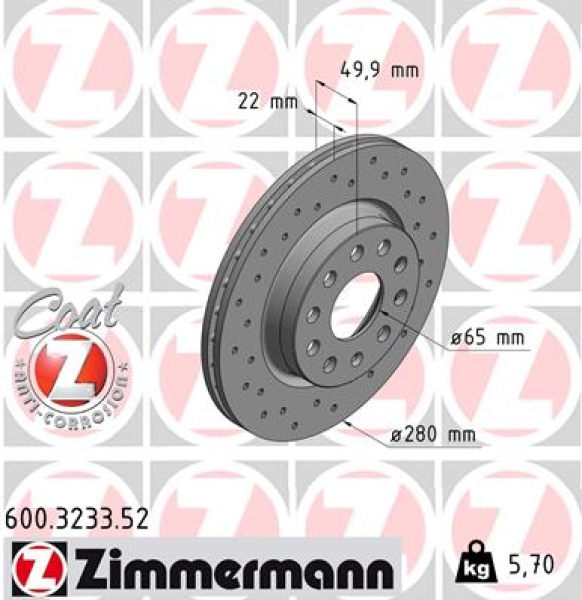 Zimmermann Sport Brake Disc for SEAT LEON (5F1) front