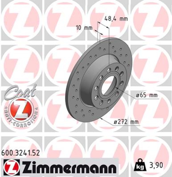 Zimmermann Brake Disc for AUDI A3 Sportback (8PA) rear