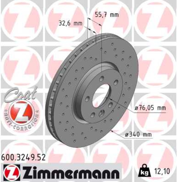 Zimmermann Sport Brake Disc for VW MULTIVAN T6 (SGF, SGM, SGN) front