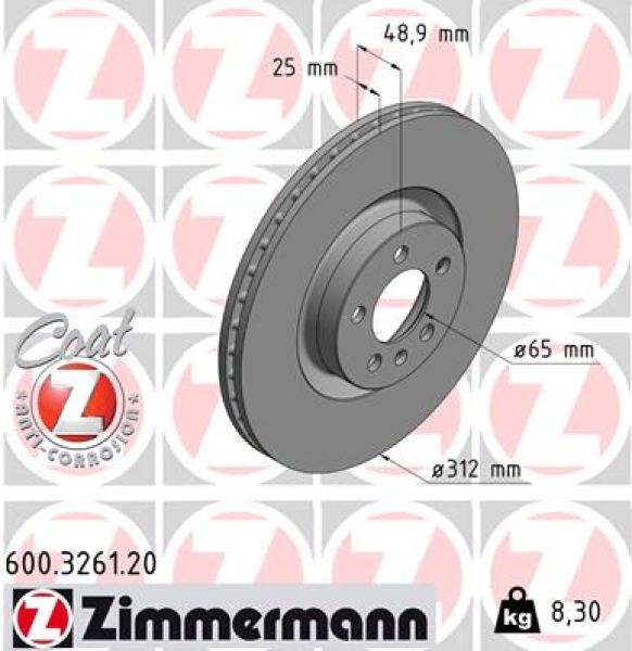 Zimmermann Brake Disc for VW POLO (AW1, BZ1) front