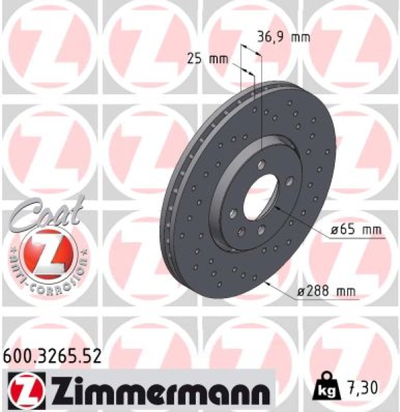 Zimmermann Sport Brake Disc for VW UP! (121, 122, BL1, BL2, BL3, 123) front