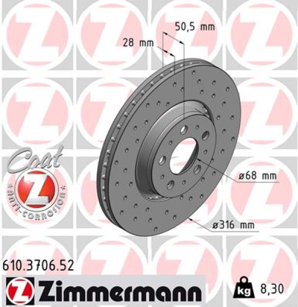 Zimmermann Sport Brake Disc for VOLVO S60 I (384) front