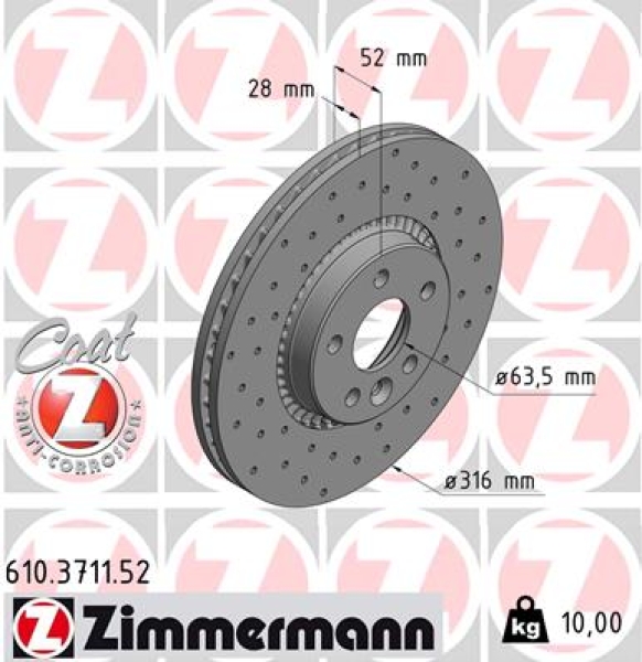 Zimmermann Sportbremsscheibe Sport Z für VOLVO S80 II (124) vorne