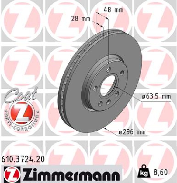 Zimmermann Brake Disc for VOLVO V90 II Kombi (235, 236) front