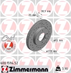 Zimmermann Sport Brake Disc for AUDI 80 (81, 85, B2) front